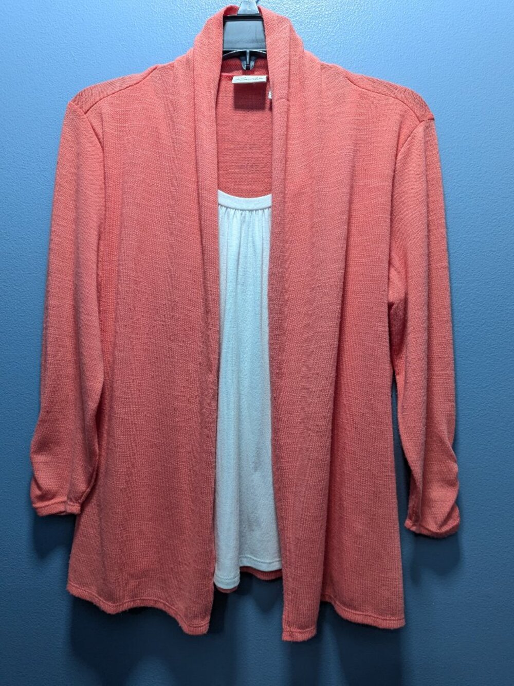 Kim Rogers Petite Coral Cardigan PM Layered Look Faux 2-Piece